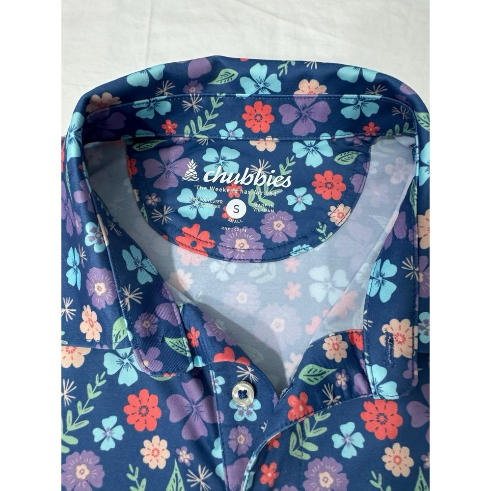 Chubbies Floral Polo "The Weekend Has Arrived" Golf shirt Small